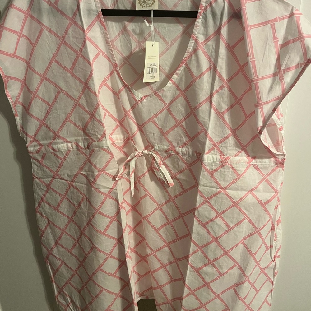The Beaufort Bonnet Company Pink and White Swim Coverup
